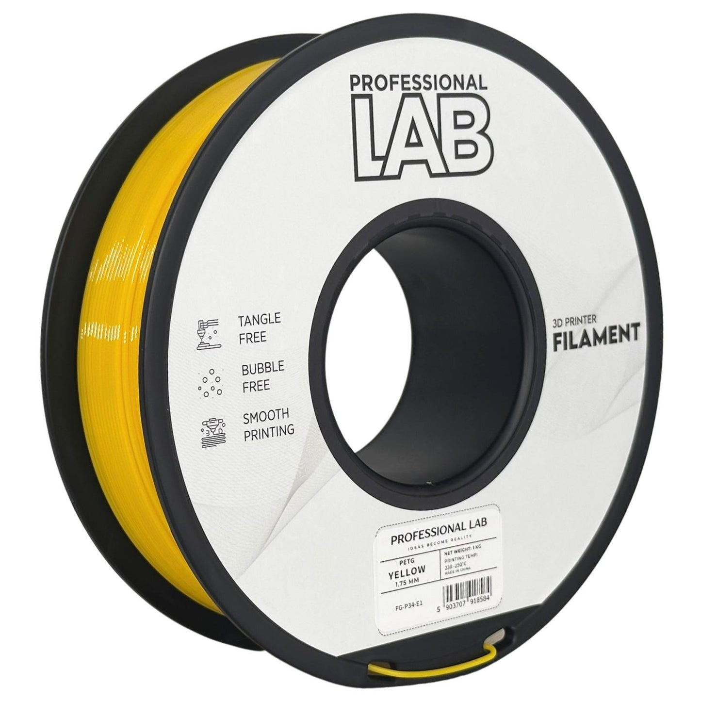 PETG yellow (geltonas) 1,75 mm, 1 kg – Prof. Lab