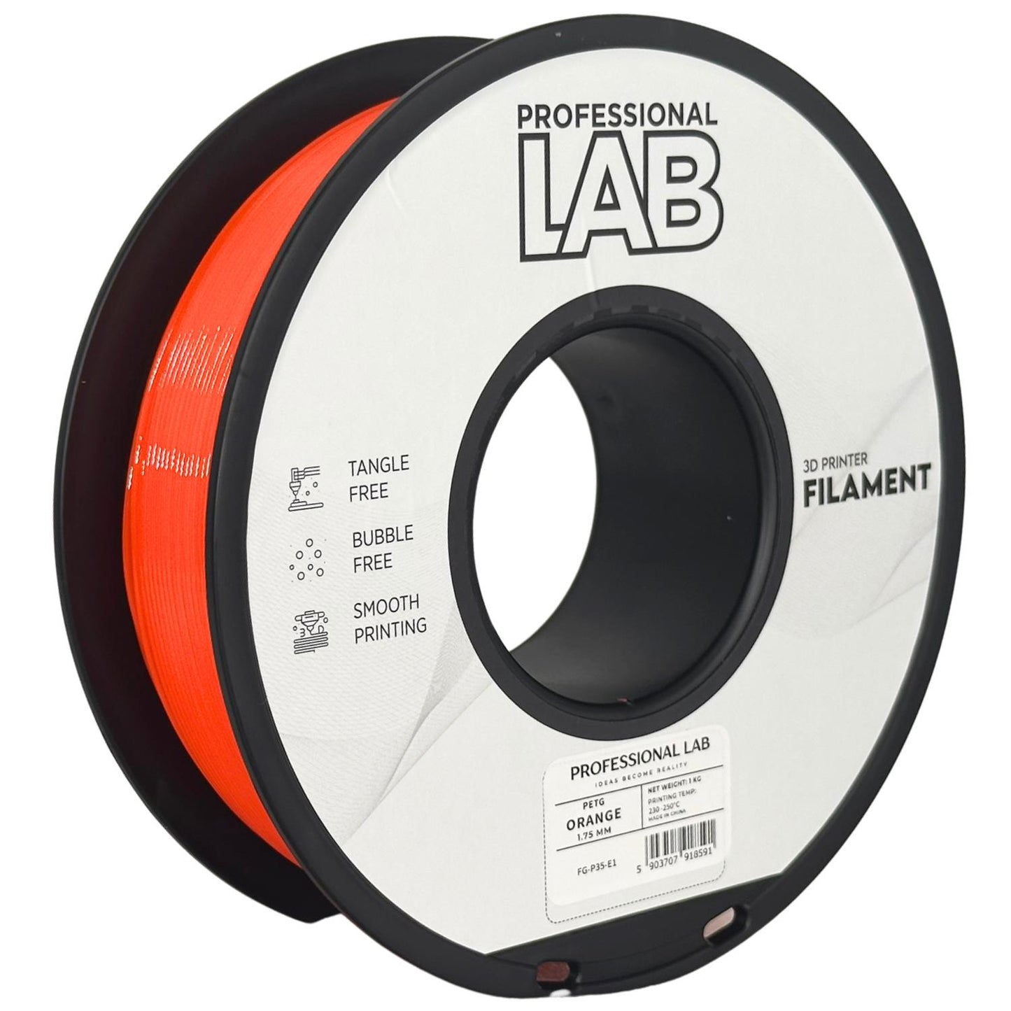 PETG orange (oranžinis) 1,75 mm, 1 kg – Prof. Lab