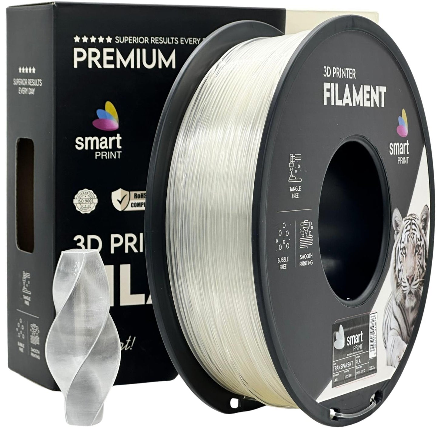 PLA transparent (skaidrus) 1,75 mm, 1 kg – Smart Print