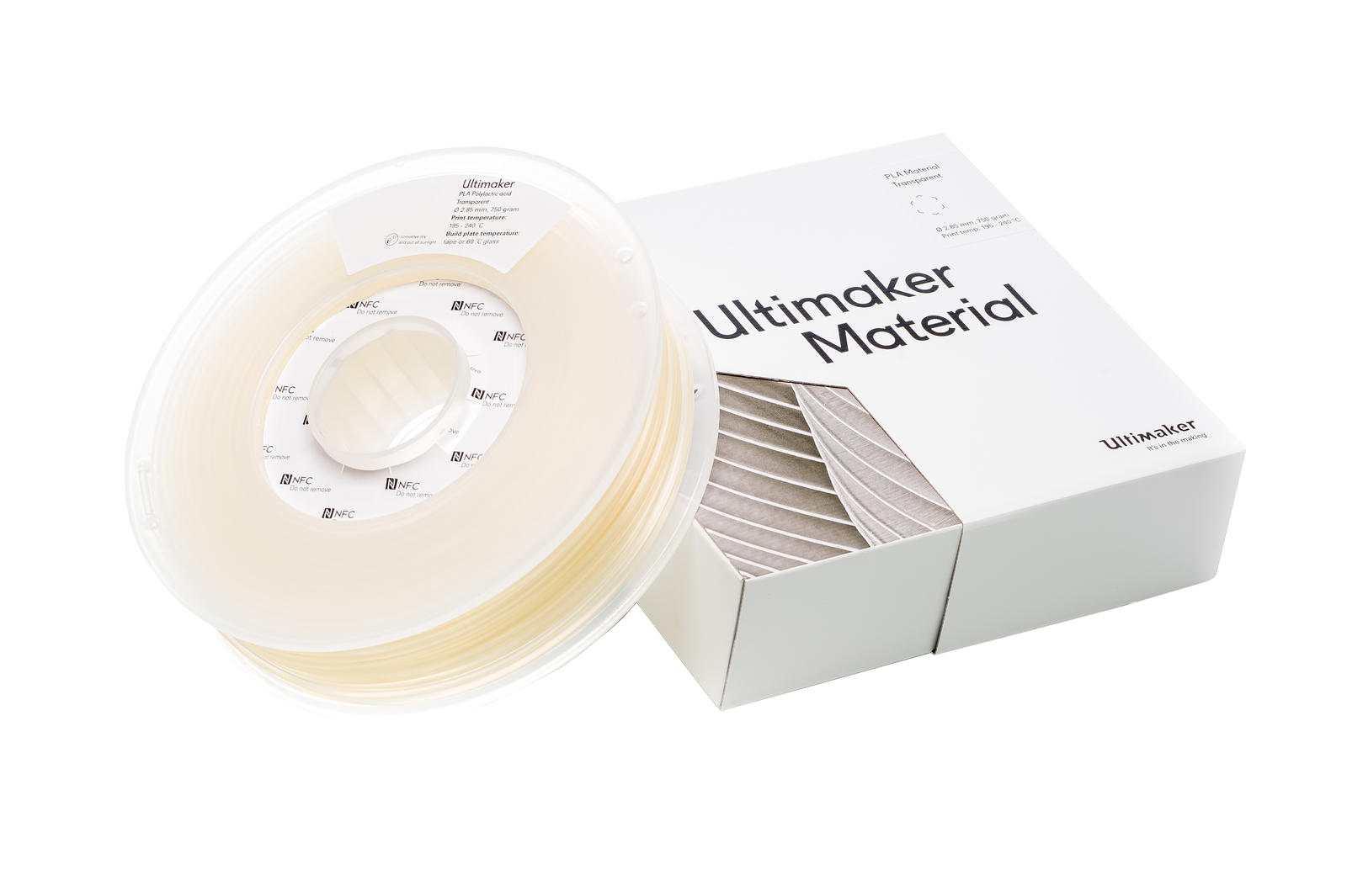 PLA transparent (skaidrus) 2.85 mm, 0.750 g – UltiMaker