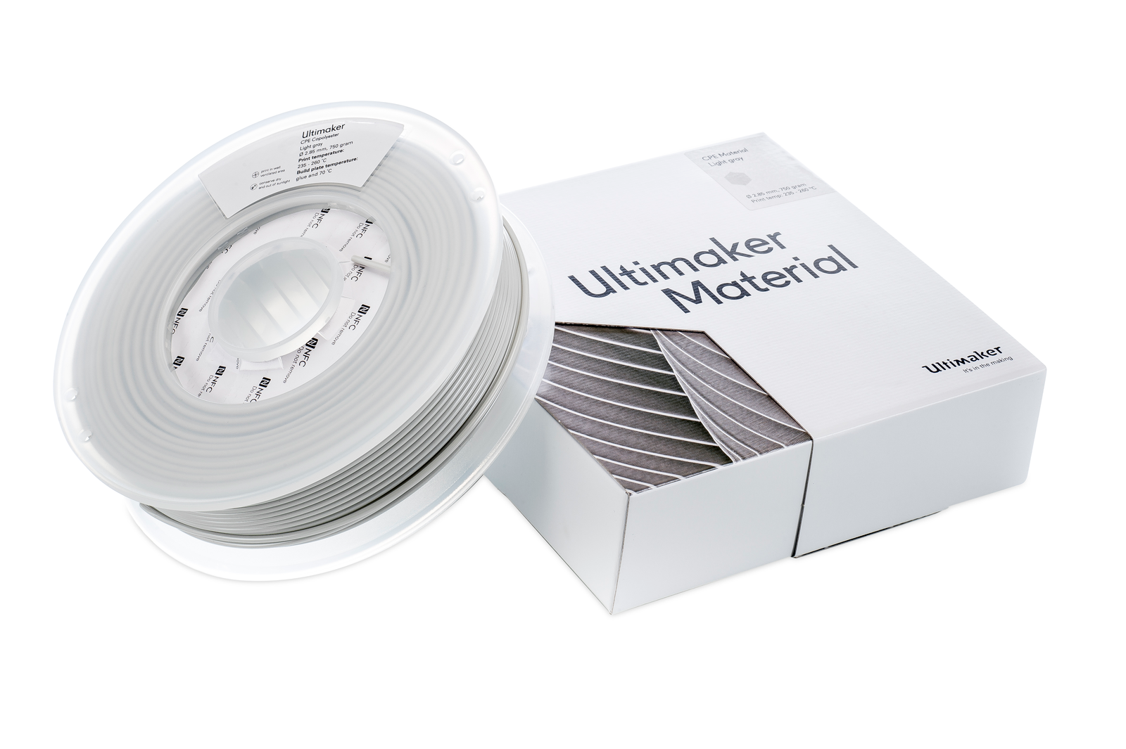 CPE light grey (šviesiai pilkas) 2.85 mm, 0.750 g – UltiMaker