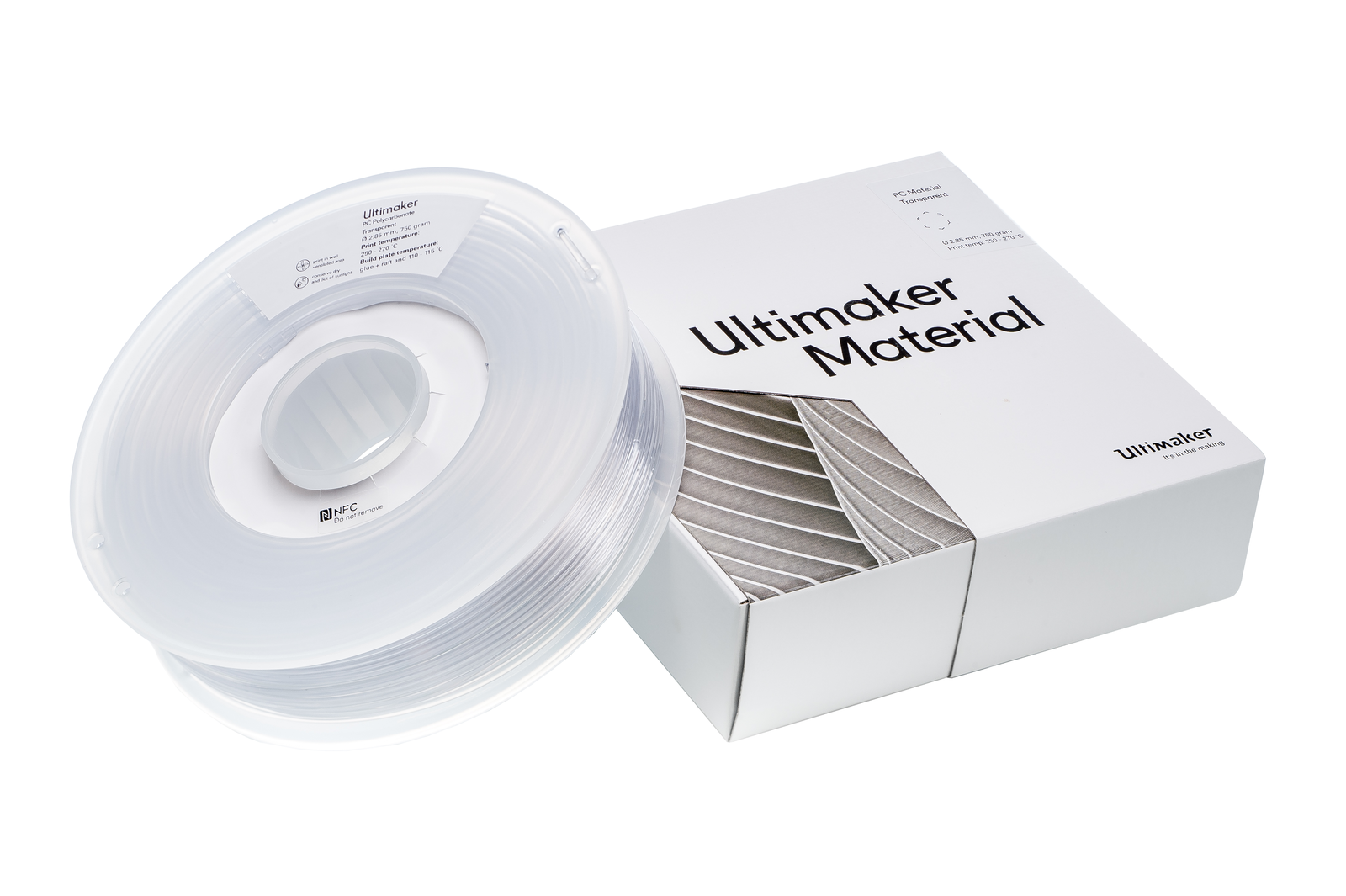 PC transparent (skaidrus) 2.85 mm, 0.750 g – UltiMaker
