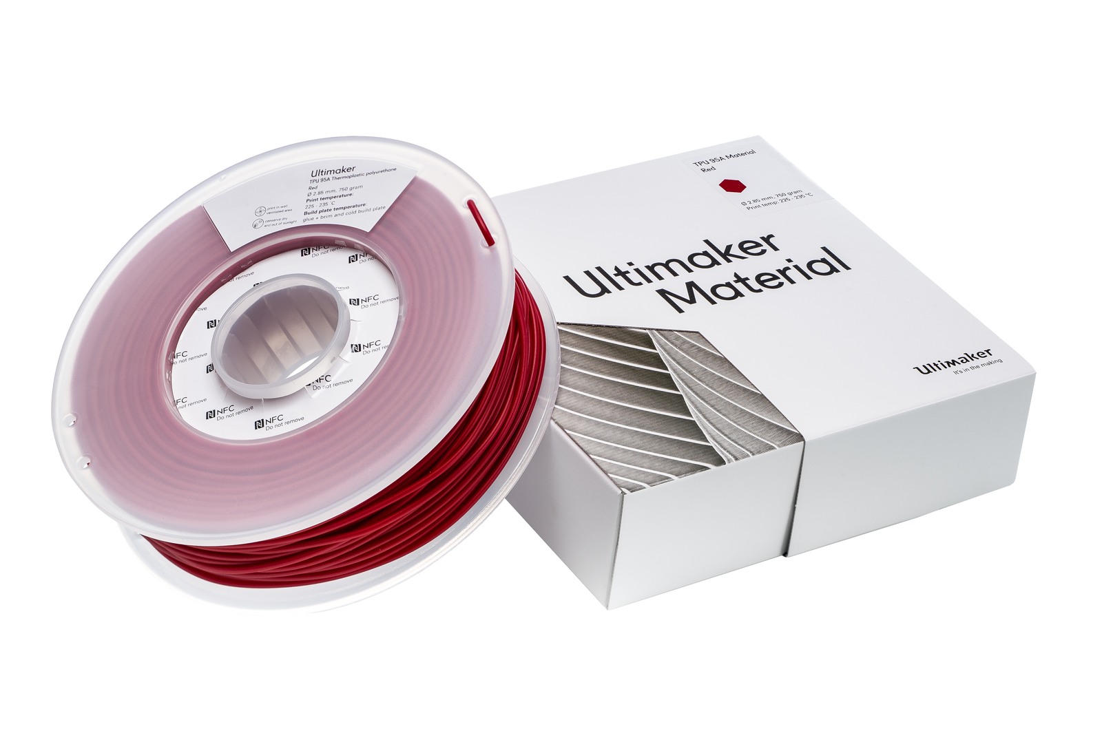 TPU 95A red (raudonas) 2.85 mm, 0.750 g – UltiMaker