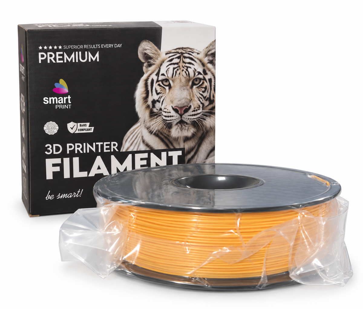 PLA+ Orange (oranžinis) 1,75 mm, 1 kg – Smart Print