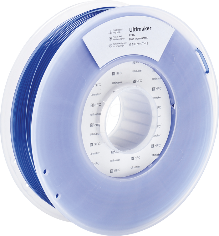 PETG Blue Translucent (permatoma mėlyna) 2,85 mm, 0,75 kg – UltiMaker