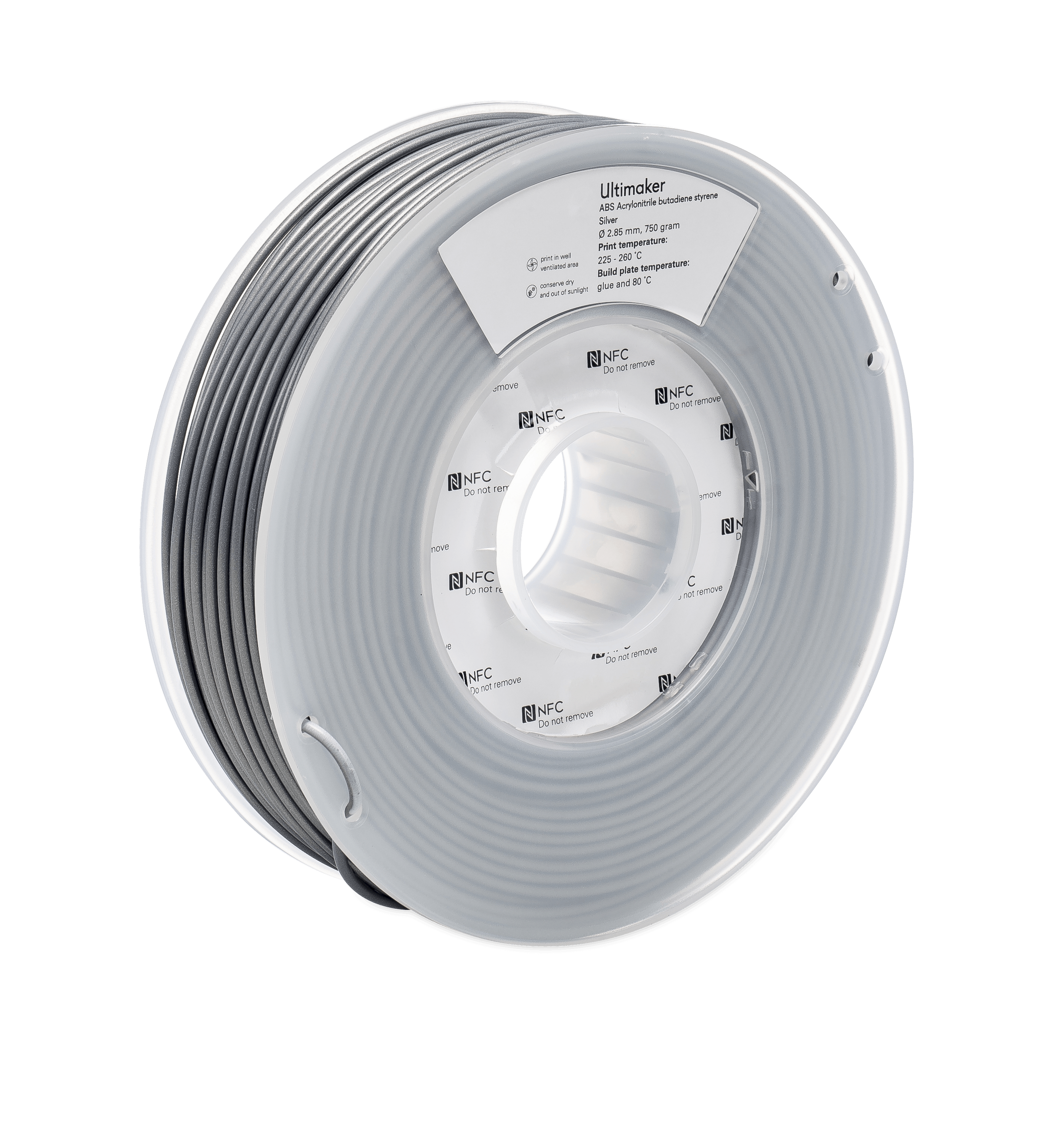 ABS Silver (sidabrinė) 2,85 mm, 0,75 kg – UltiMaker