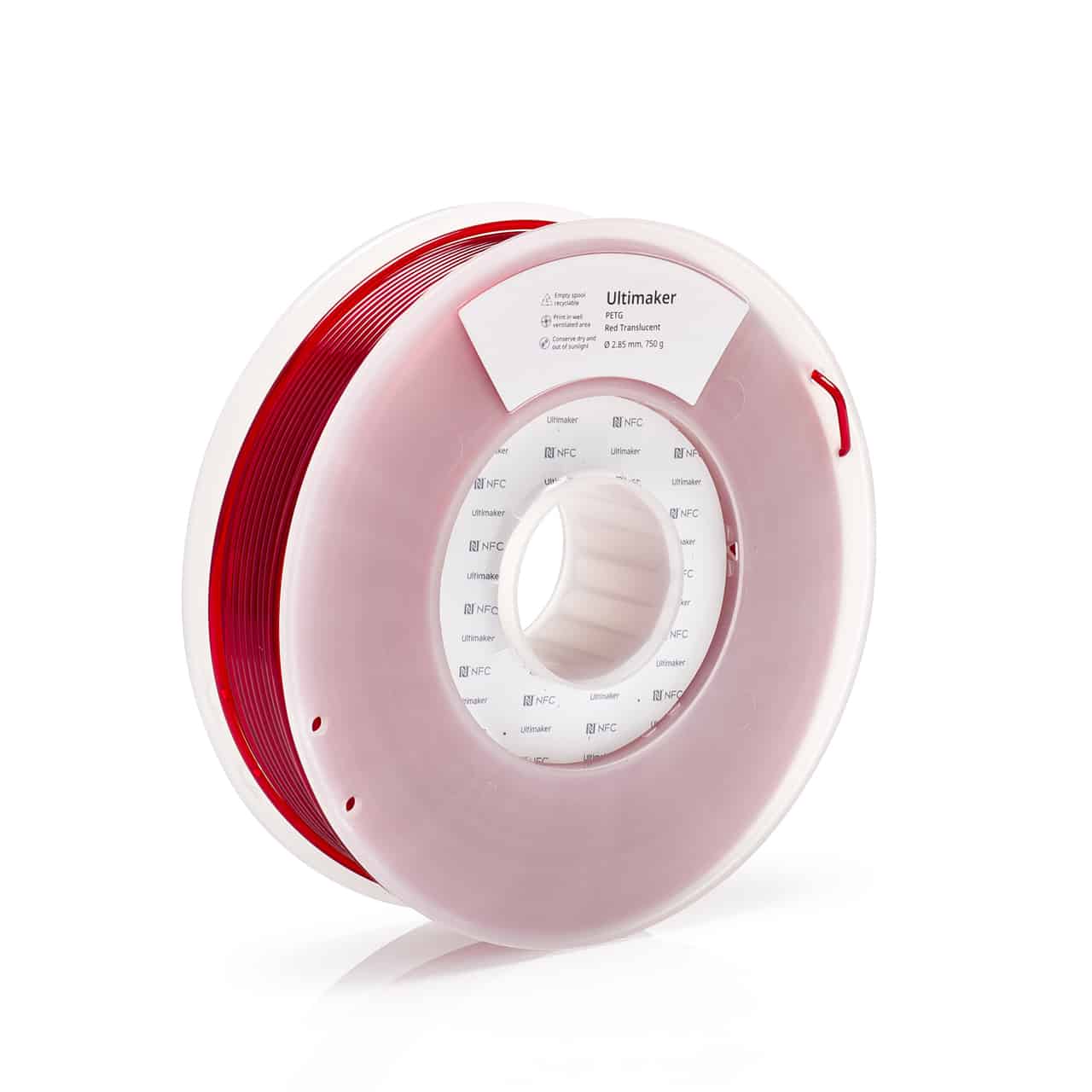 PETG Red Translucent (permatoma raudona) 2,85 mm, 0,75 kg – UltiMaker