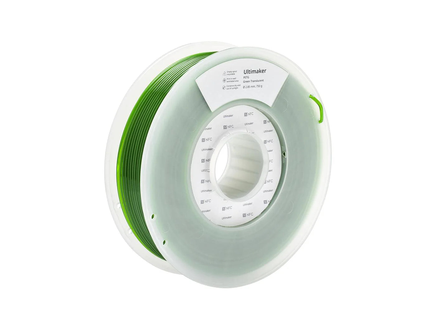 PETG Green Translucent (permatoma žalia) 2,85 mm, 0,75 kg – UltiMaker