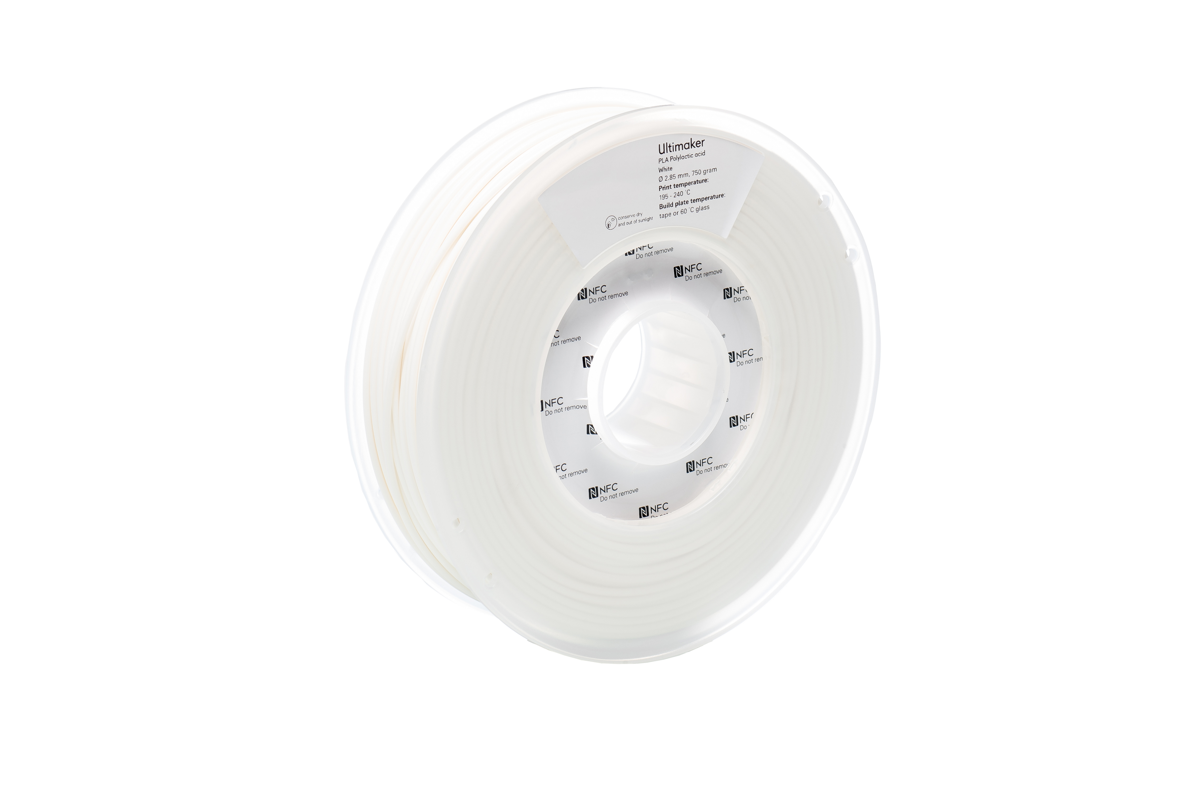 PLA white (baltas) 2,85 mm, 0,75 kg – UltiMaker