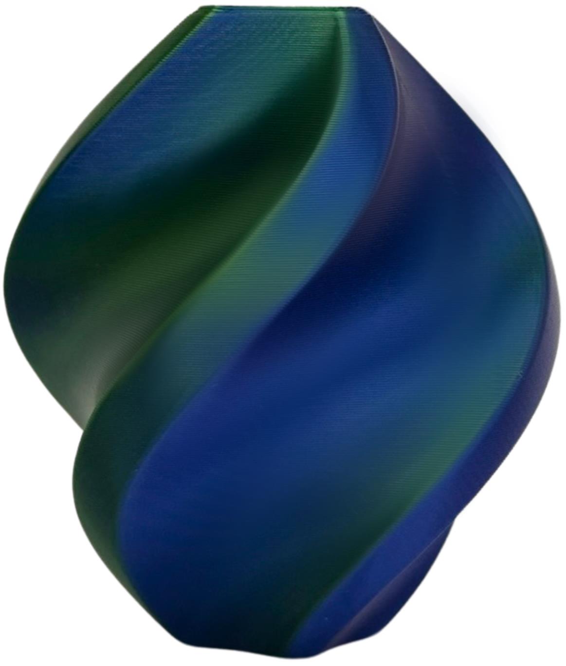 PLA silk tri color blue green purple (mėlyna, žalia, violetinė) 1,75 mm, 1 kg – Prof. Lab