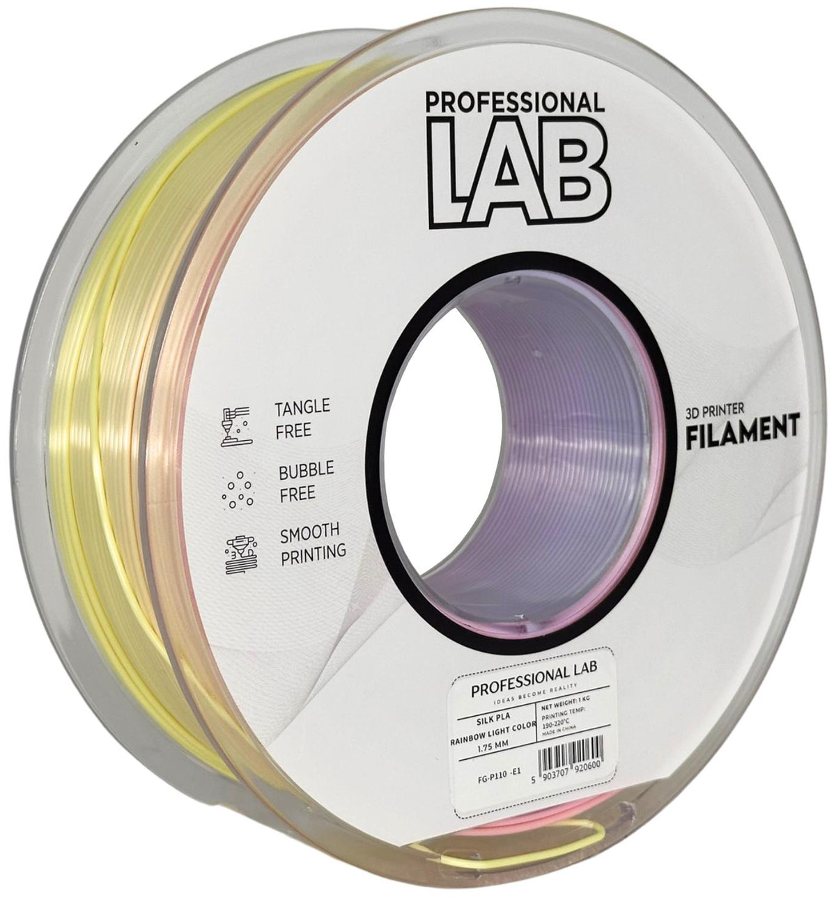 PLA silk rainbow light color (light rainbow) 1.75 mm, 1 kg – Prof. Lab