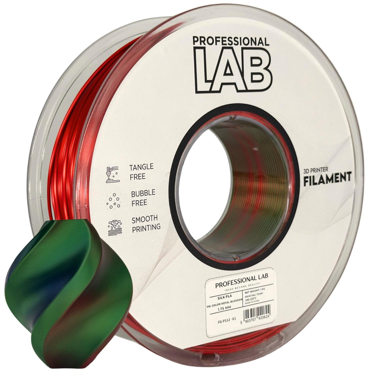 PLA silk tri color "Royal Blossom" (dark pink, blue, green) 1.75mm, 1kg – Prof. Lab