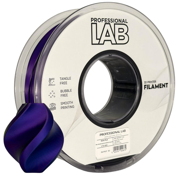PLA silk tri color blue purple black (blue, purple, black) 1.75 mm, 1 kg – Prof. Lab