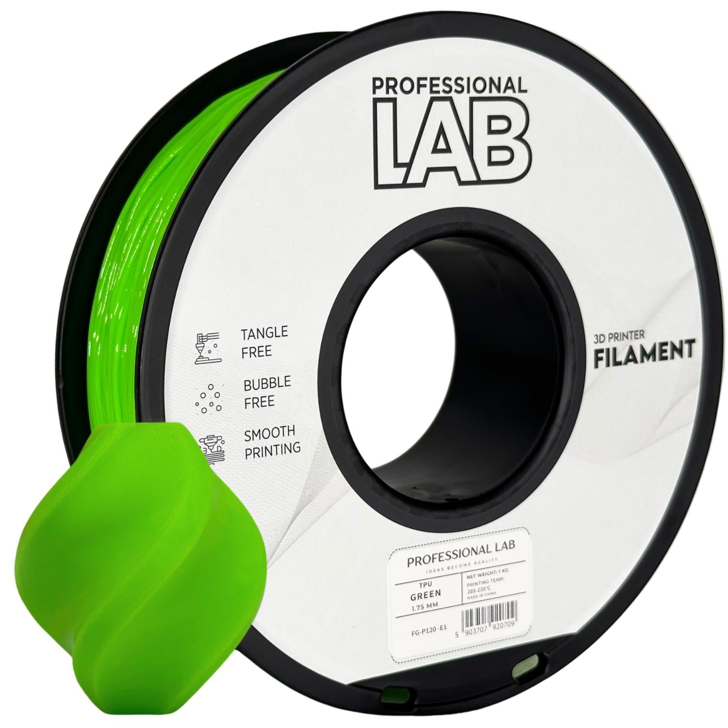 TPU Green (žalias) 1,75 mm, 1 kg – Prof. Lab