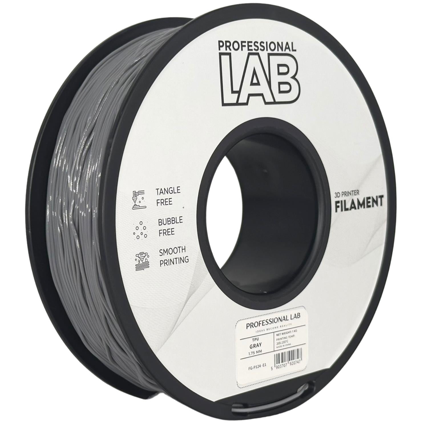 TPU Gray (pilkas) 1,75 mm, 1 kg – Prof. Lab