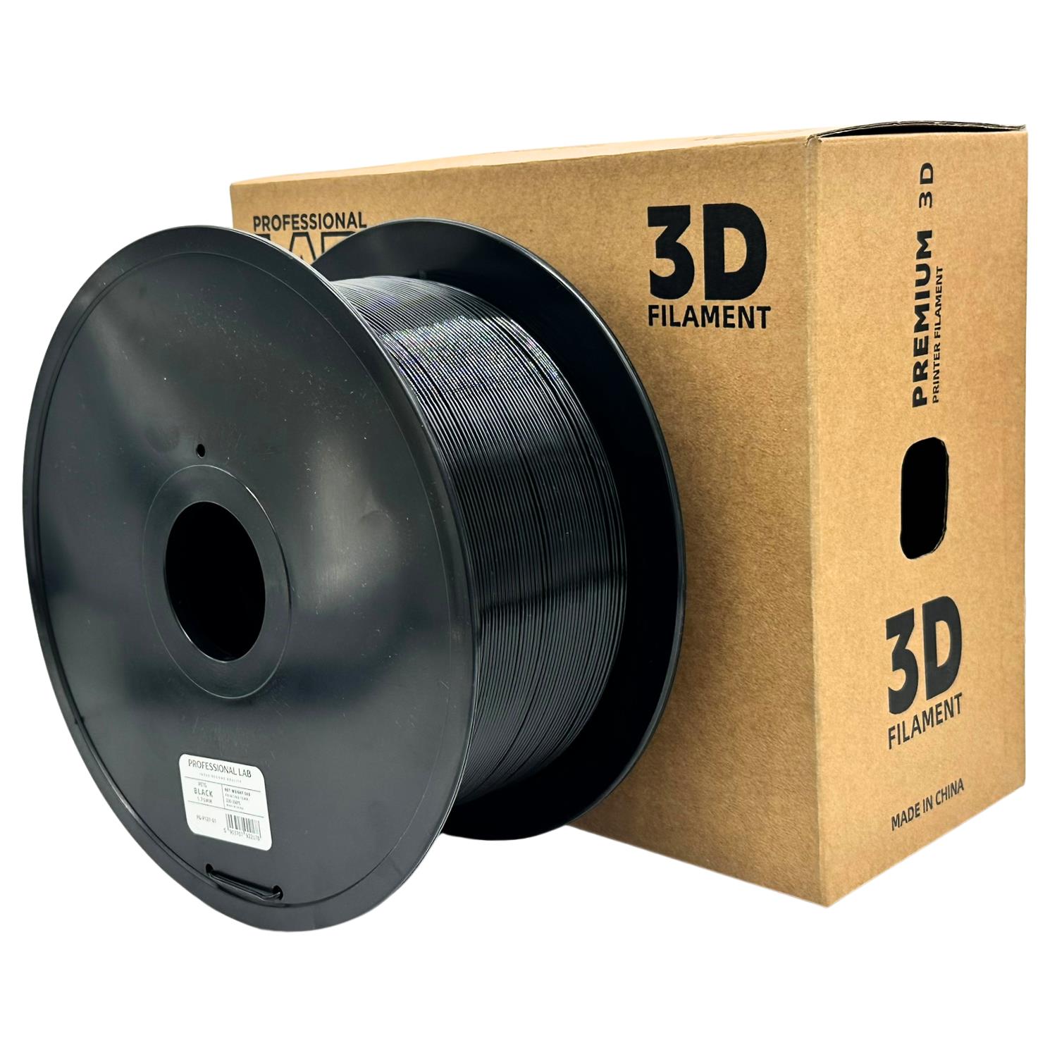 PETG Black (juodas) 1,75 mm, 3 kg – Prof. Lab