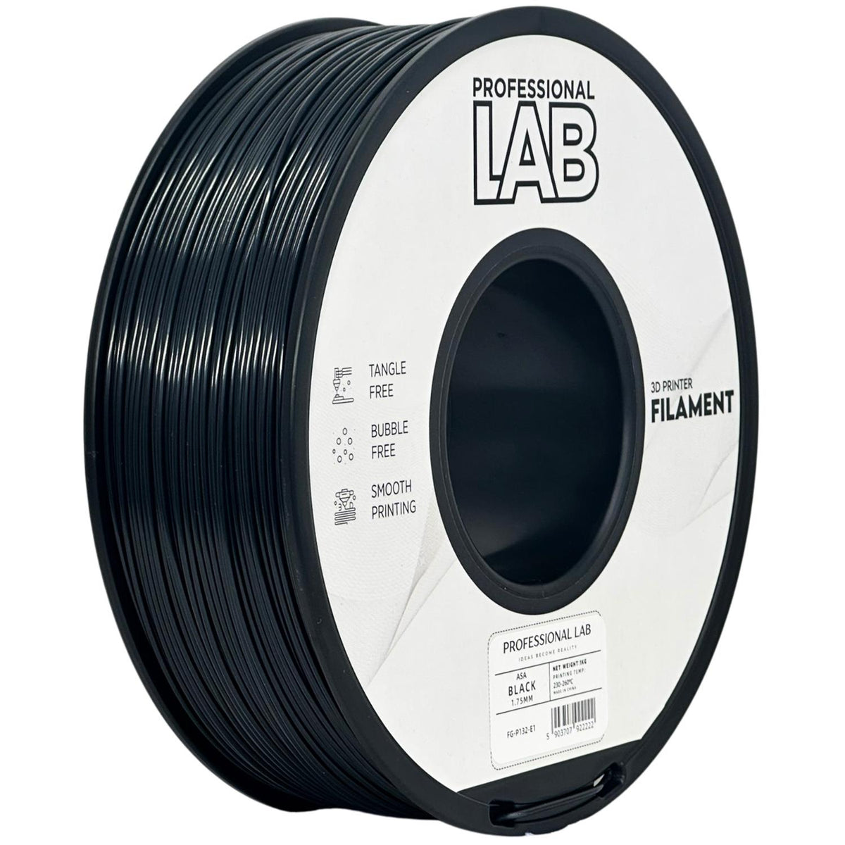 ASA Black (juodas) 1,75 mm, 1 kg – Prof. Lab