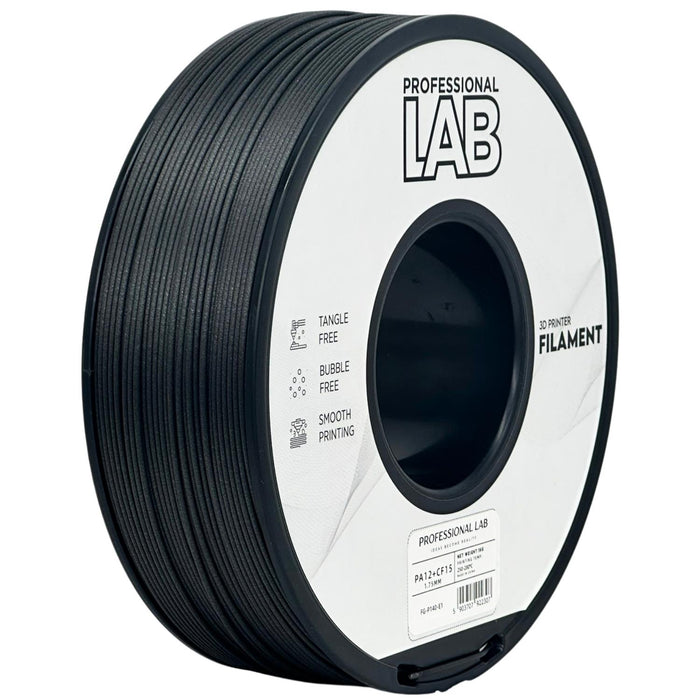 PA12 + CF15 (anglies pluoštas) 1,75 mm, 1 kg – Prof. Lab