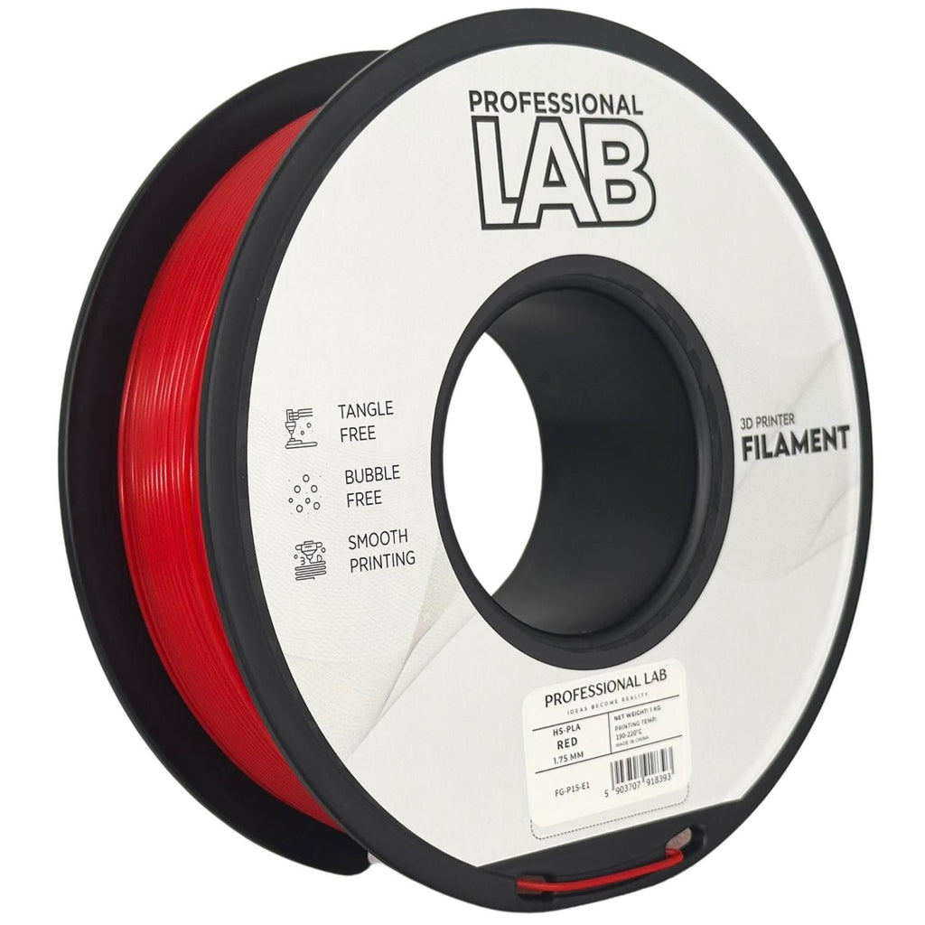 HS-PLA Red (raudonas) 1,75 mm, 1 kg – Prof. Lab