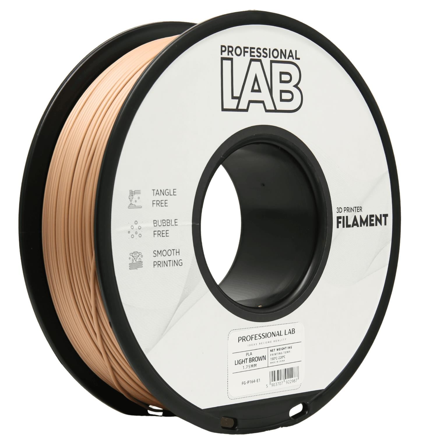 PLA Light Brown (šviesiai ruda) 1,75 mm, 1 kg – Prof. Lab