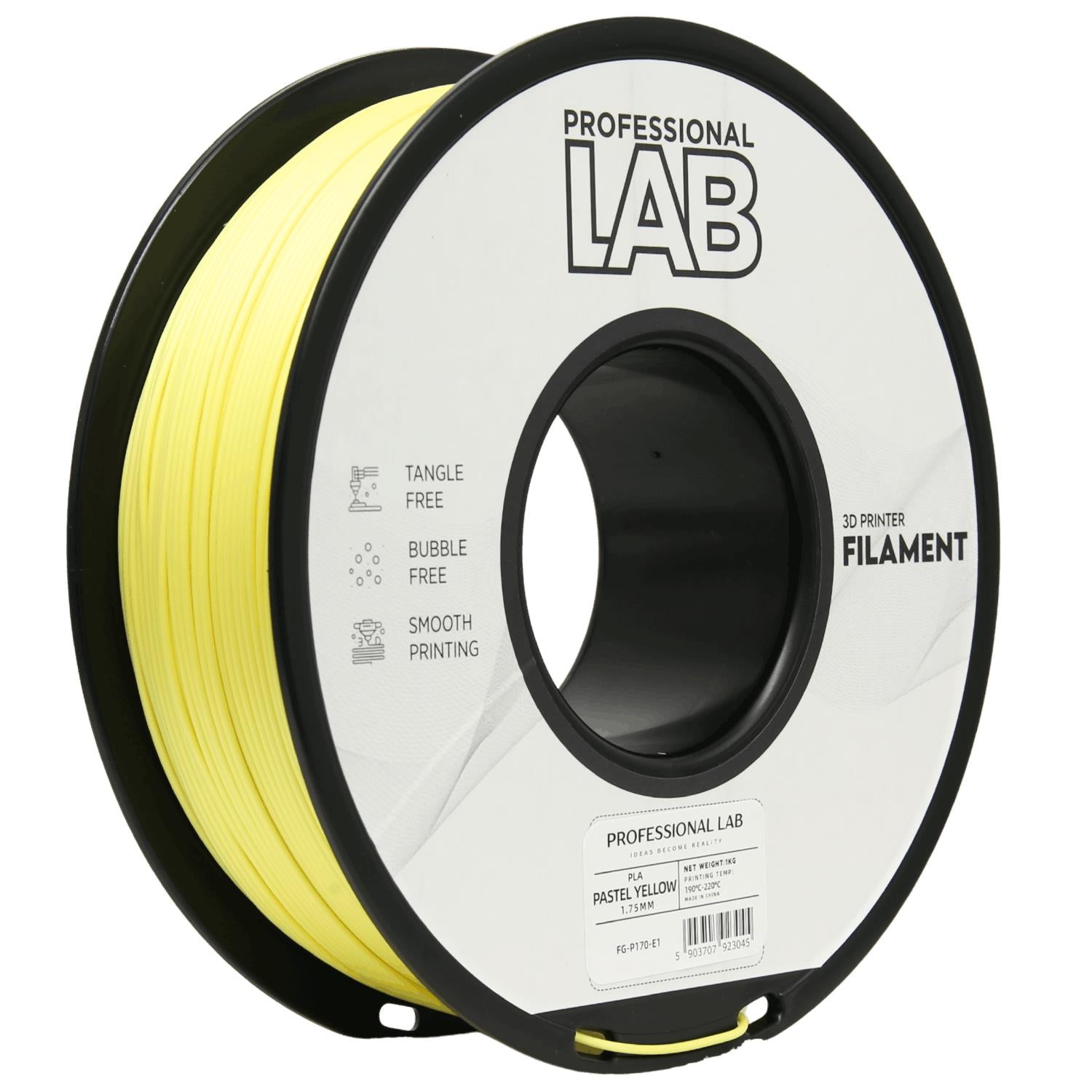 PLA Pastel Yellow (pastelinė geltona) 1,75 mm, 1 kg – Prof. Lab