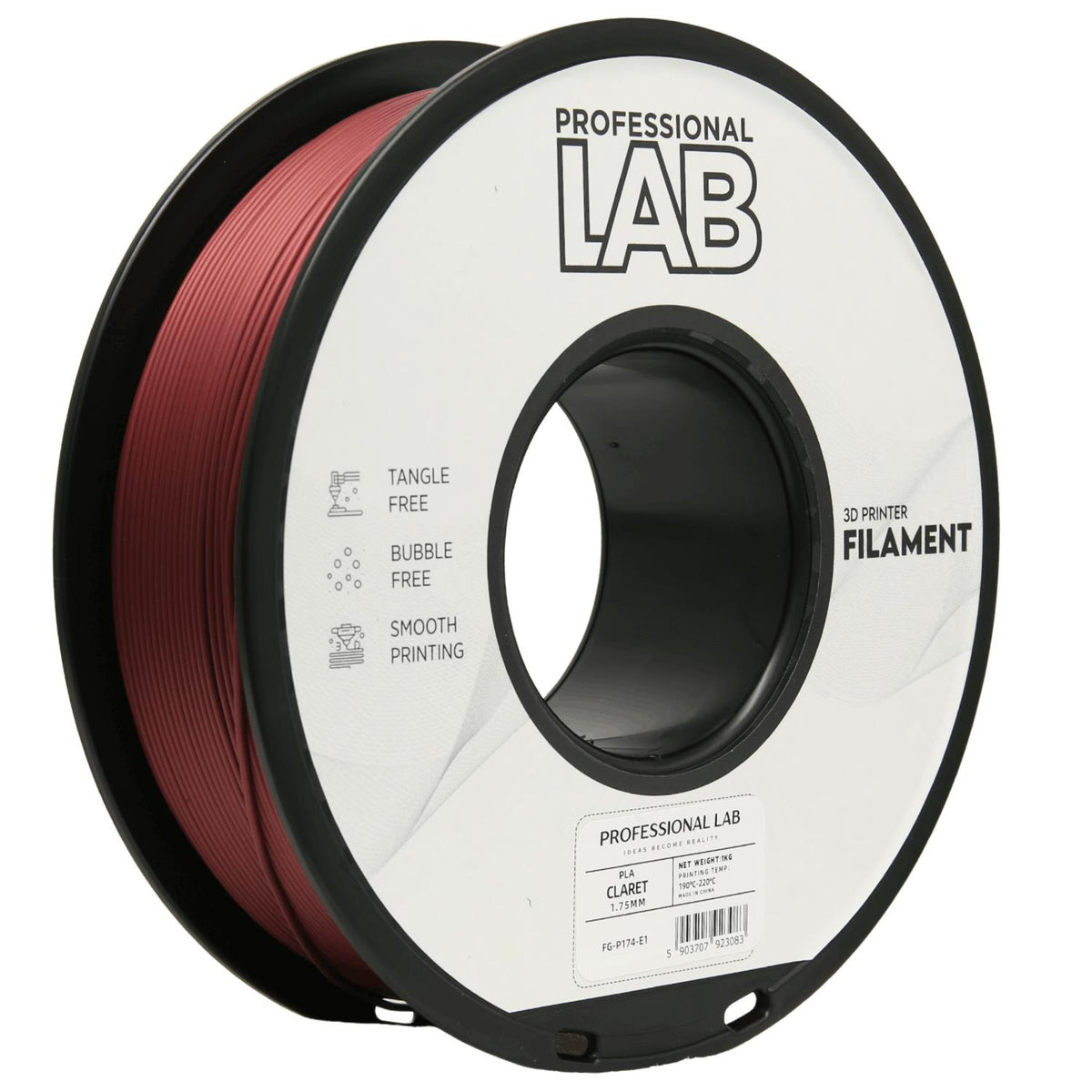PLA Claret (burgundy red) 1.75mm, 1kg – Prof. Lab