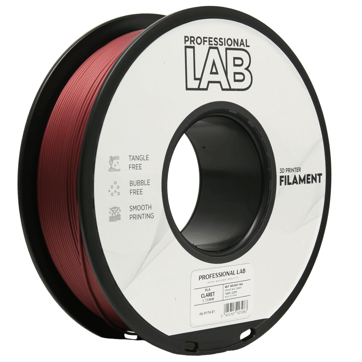 PLA Claret (bordo raudona) 1,75 mm, 1 kg – Prof. Lab