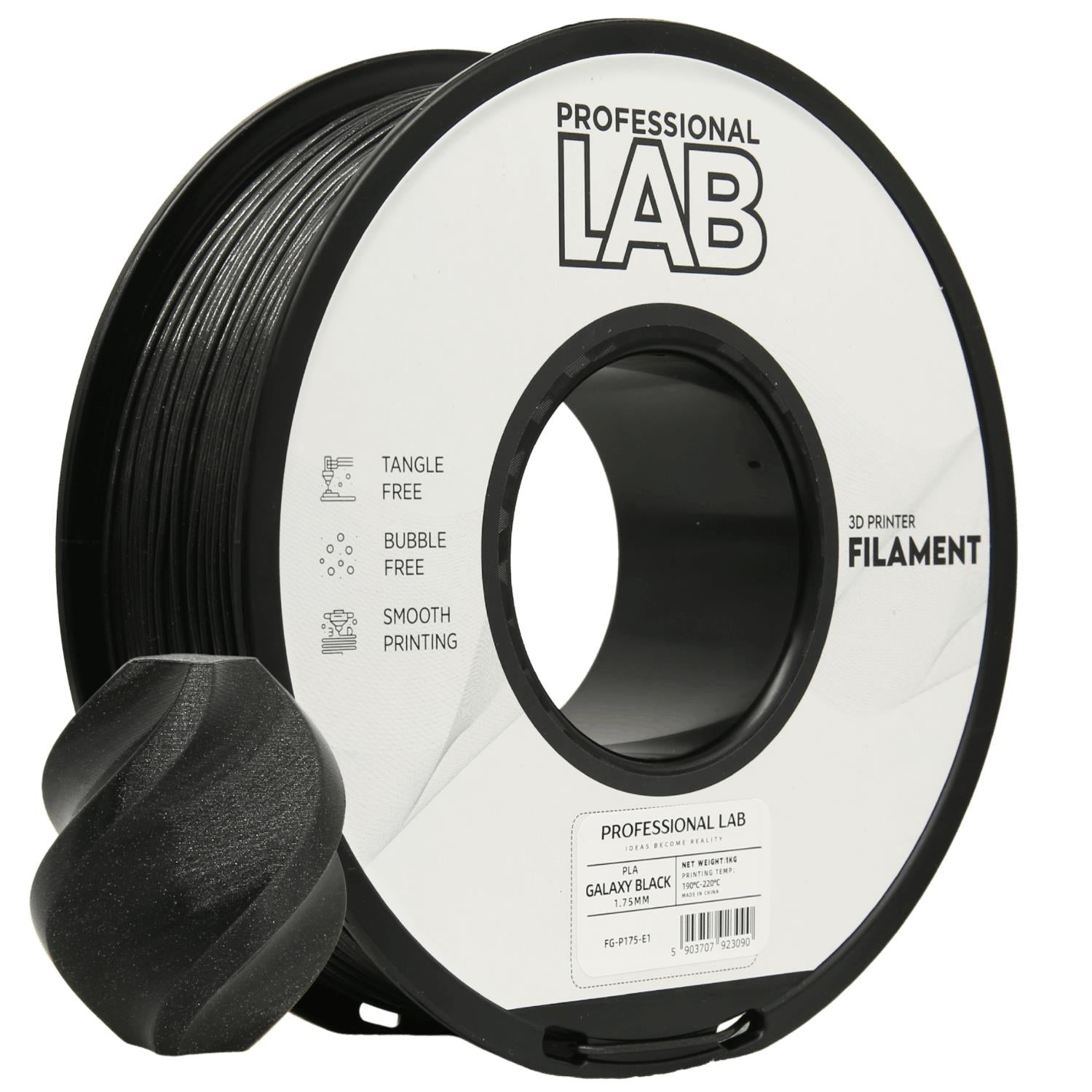 PLA Galaxy Black (galaktikos juoda) 2,85 mm, 1 kg – Prof. Lab