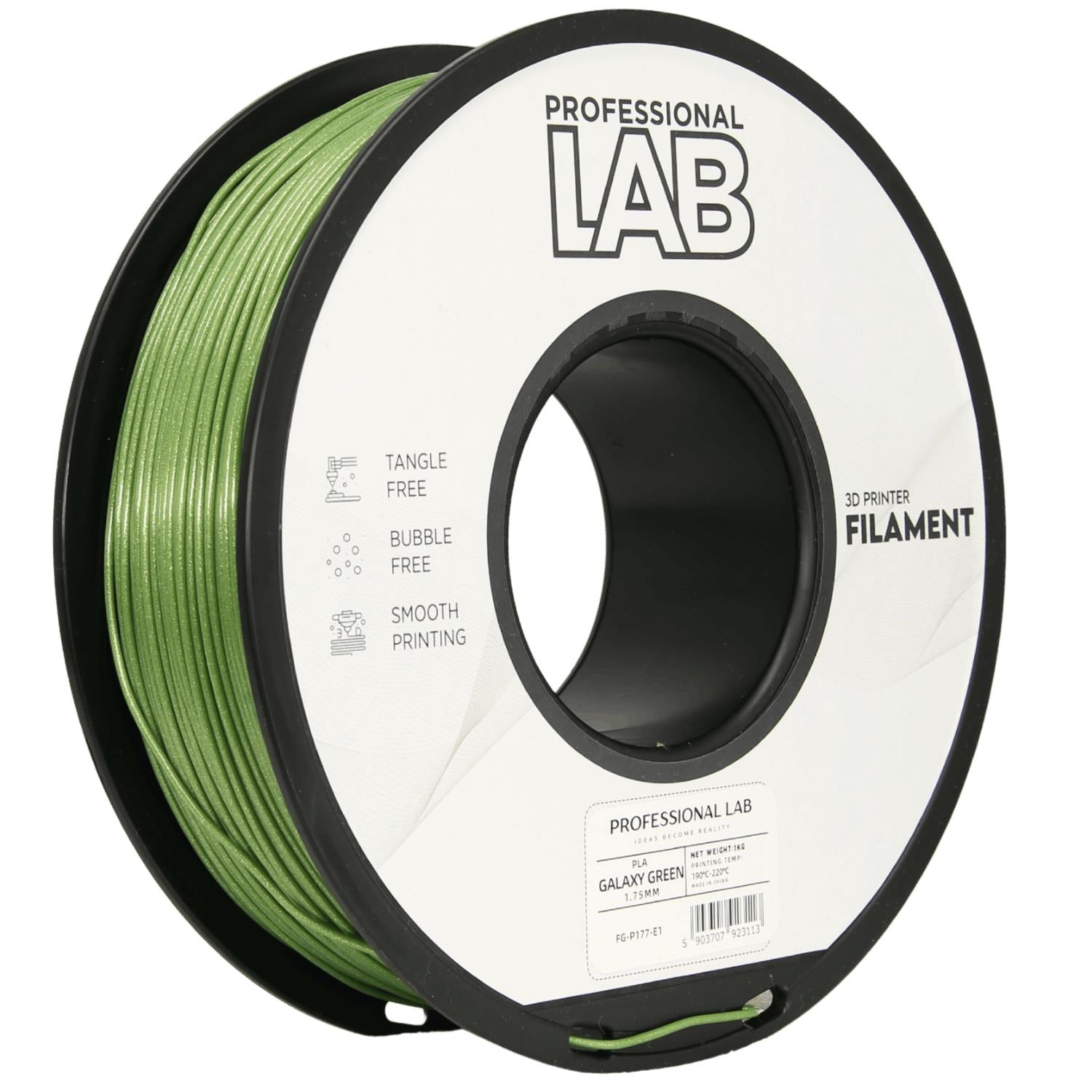 PLA Galaxy Green (galaktikos žalia) 1,75 mm, 1 kg – Prof. Lab