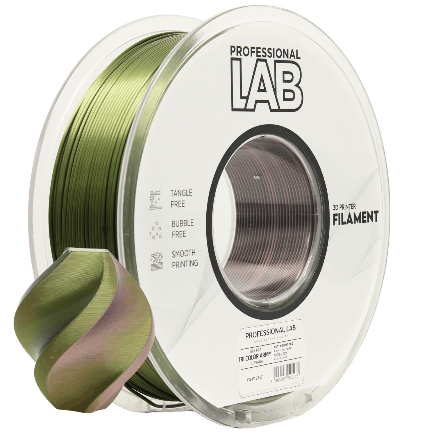 Silk PLA Tri Color Army 1,75 mm, 1 kg – Prof.LAB