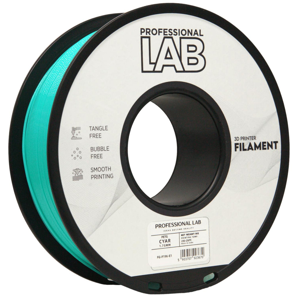 PETG Cyan (mėlynas) 1,75 mm, 1 kg – Prof. Lab