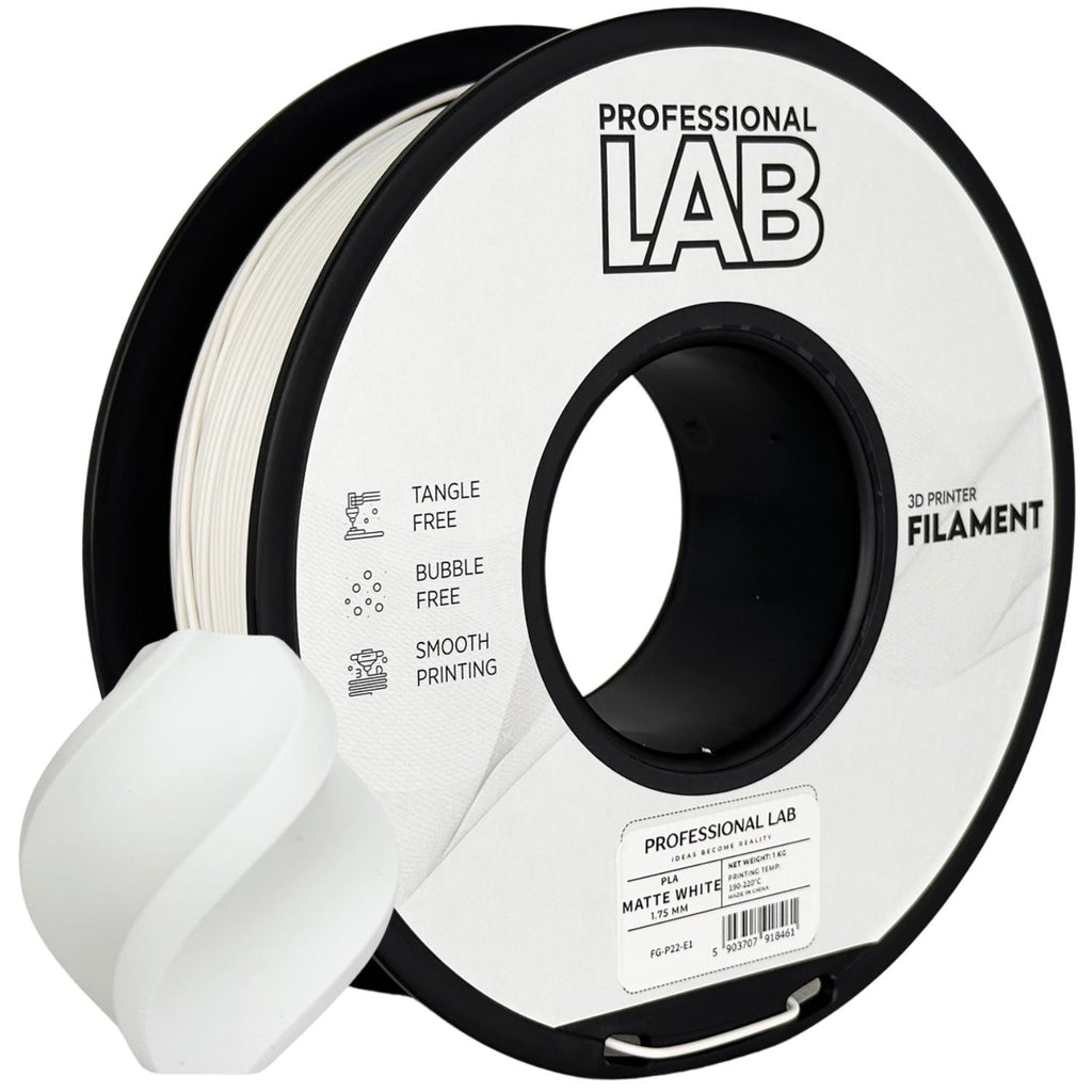 PLA Matte White (matinė balta) 1,75 mm, 1 kg – Prof. Lab