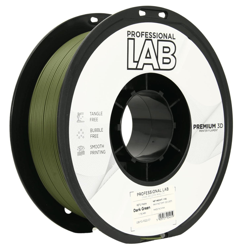 PETG Matte Dark Green (matinė tamsiai žalia) 1,75 mm, 1 kg – Prof. Lab