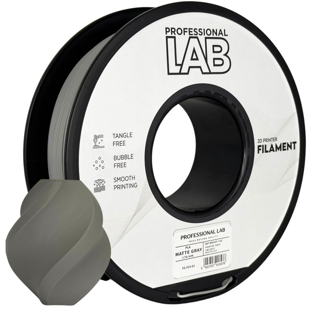 PLA Matte Gray (matinė pilka) 1,75 mm, 1 kg – Prof. Lab