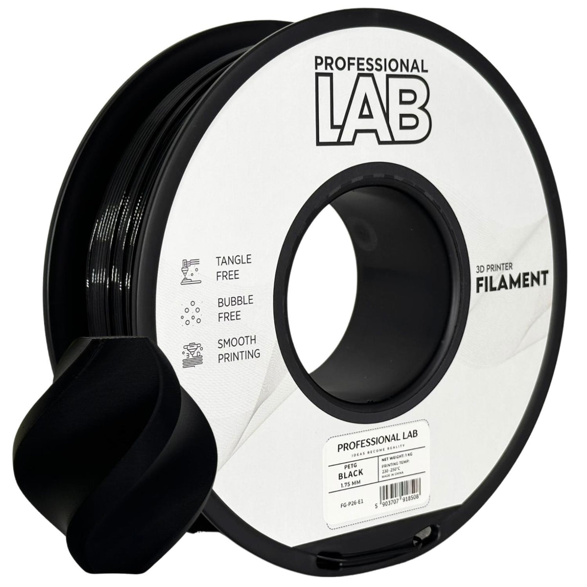 PETG black (black) 1.75 mm, 1 kg – Prof. Lab 