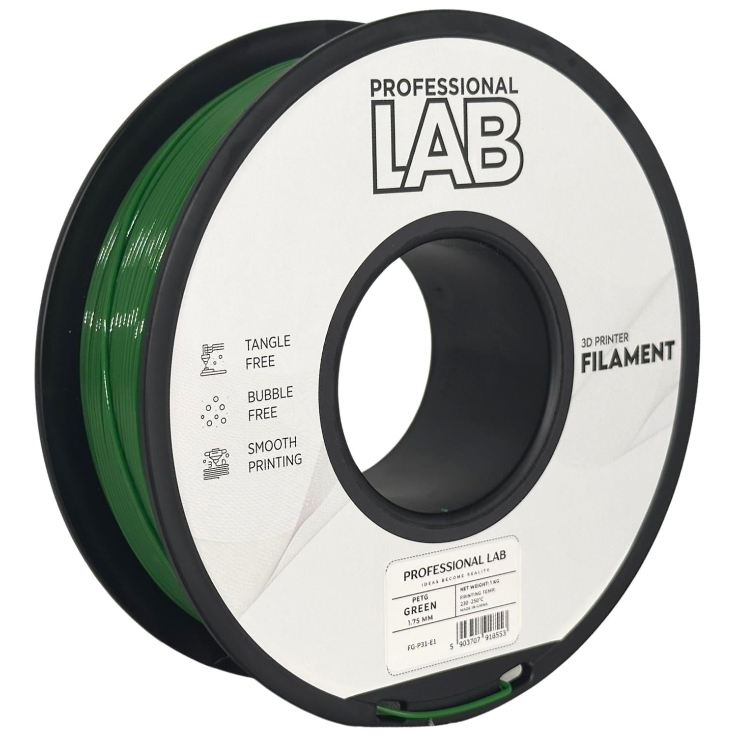 PETG green (žalias) 1,75 mm, 1 kg – Prof. Lab