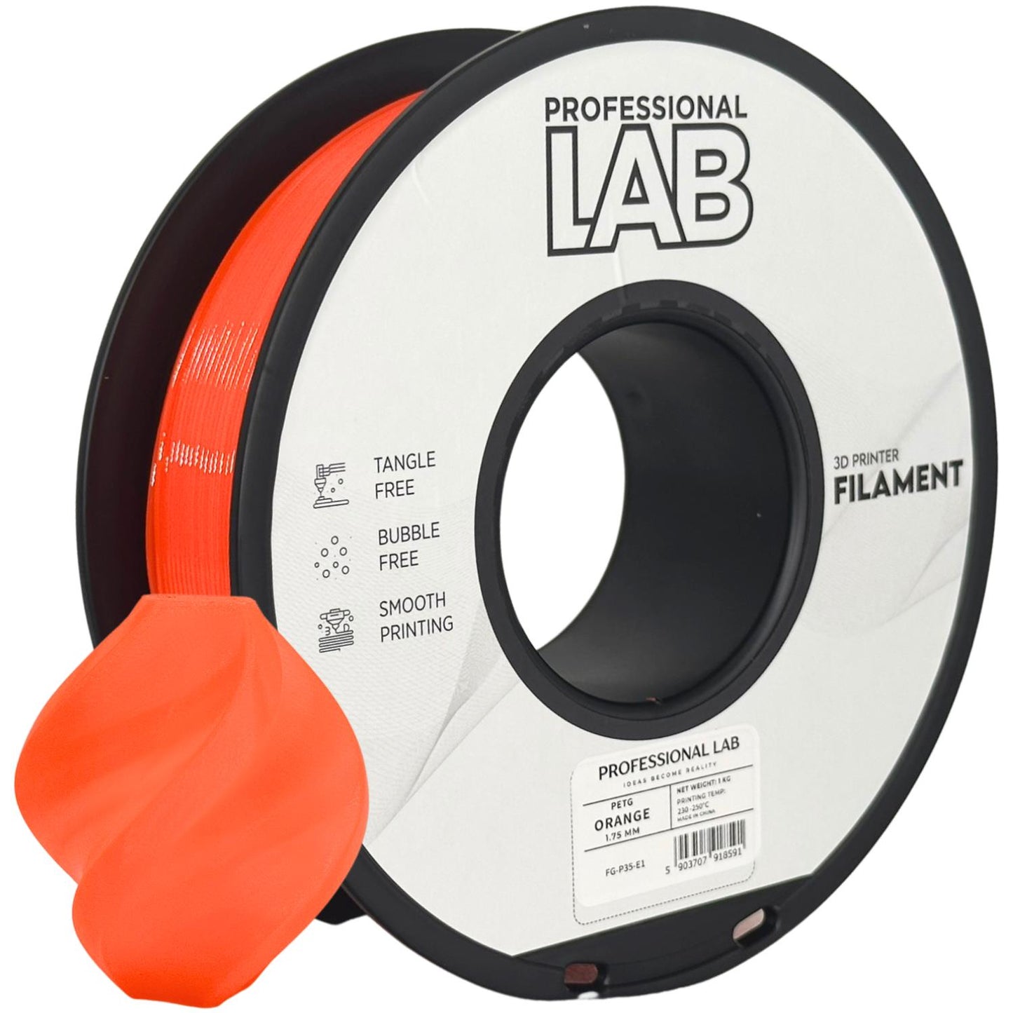 PETG orange (oranžinis) 1,75 mm, 1 kg – Prof. Lab