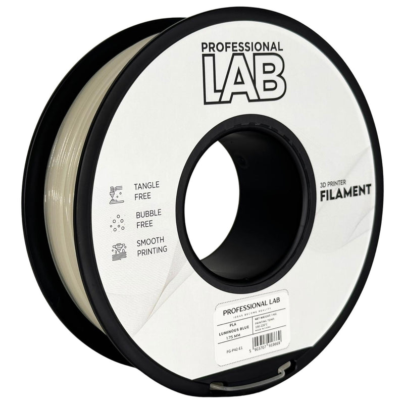 PLA Luminous Blue (švytinti mėlyna) 1,75 mm, 1 kg – Prof. Lab