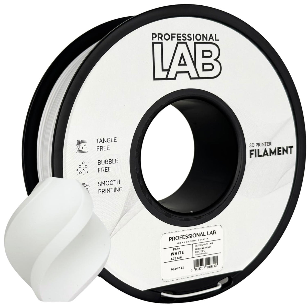 PLA+ white 1.75 mm, 1 kg - Prof. Lab