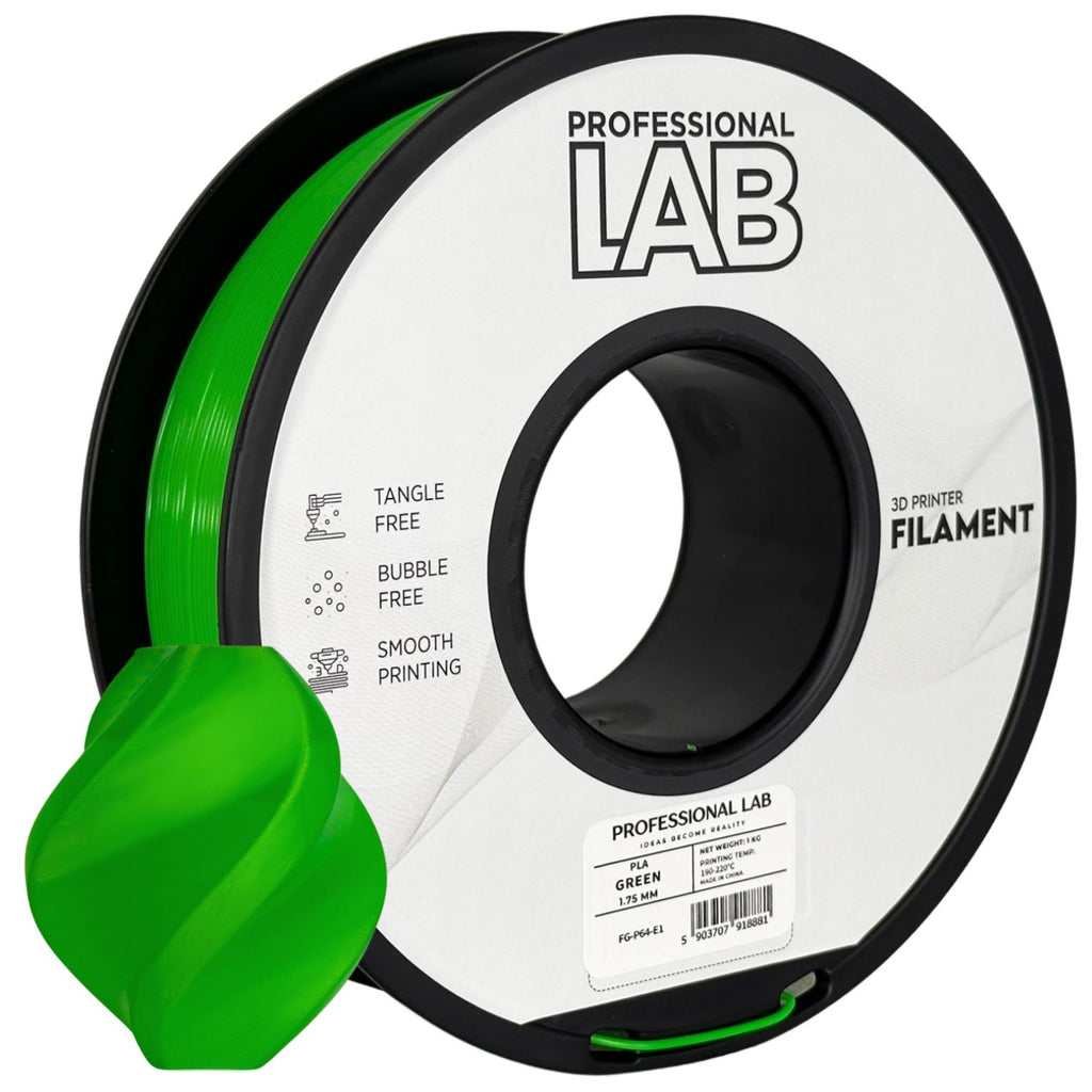 PLA+ Green (žalia) 1,75 mm, 1 kg – Prof. Lab