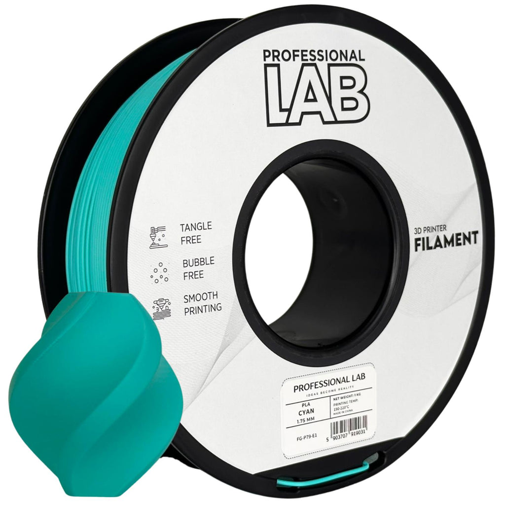 PLA Cyan (žydras) 1,75 mm, 1 kg – Prof. Lab