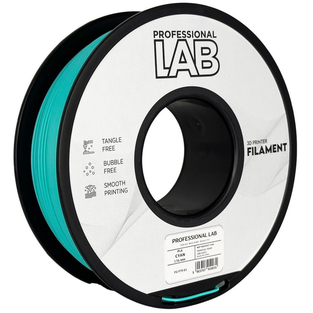 PLA Cyan (žydras) 1,75 mm, 1 kg – Prof. Lab