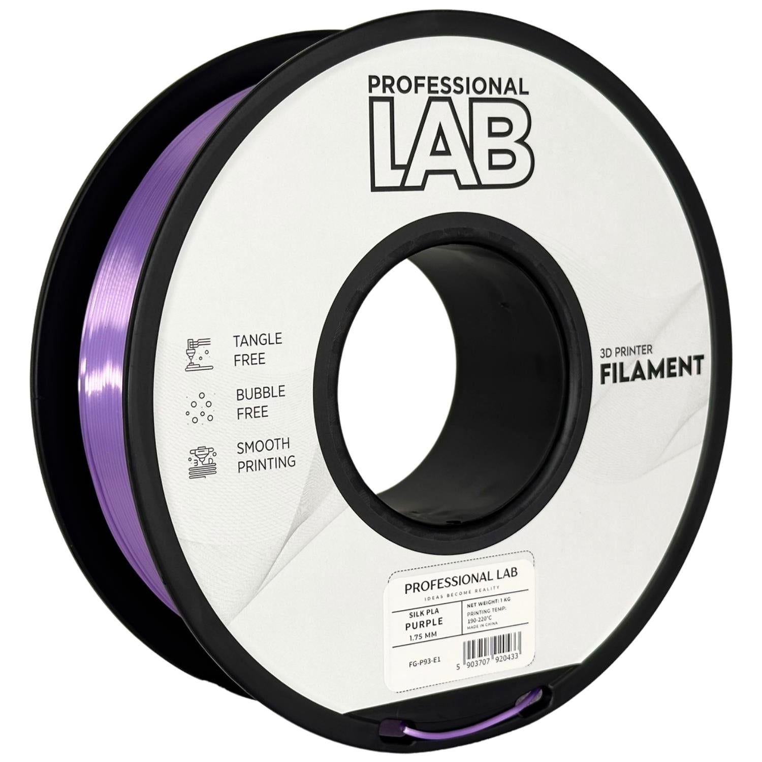 Silk PLA Purple (šilkinė violetinė) 1,75 mm, 1 kg – Prof. Lab