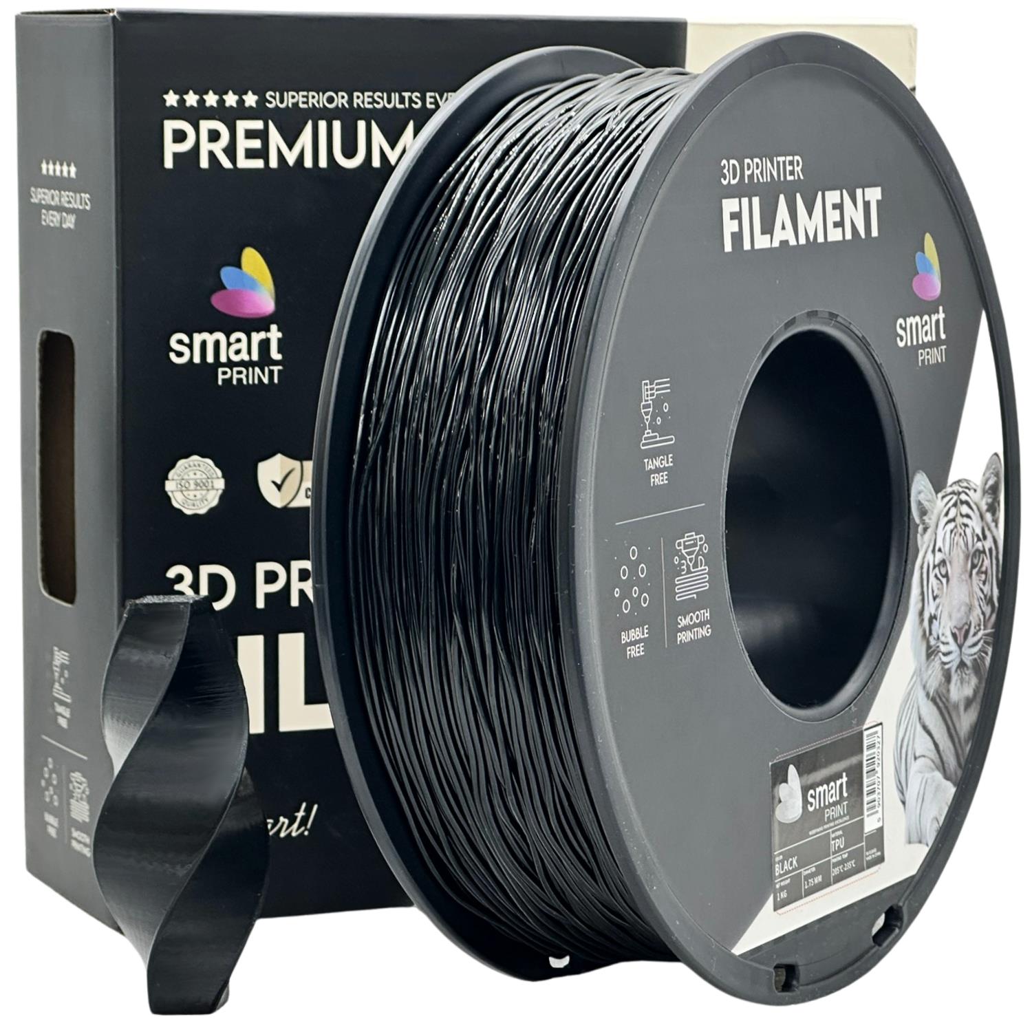 TPU Black (juodas) 1,75 mm, 1 kg – Smart Print