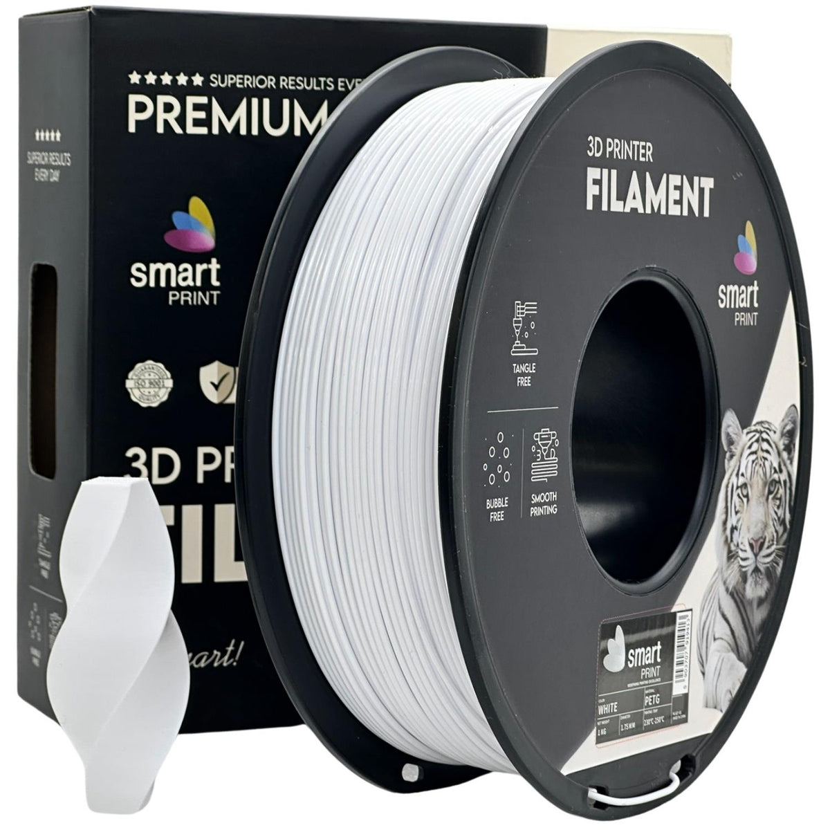 PETG white (baltas) 1,75 mm, 1 kg – Smart Print
