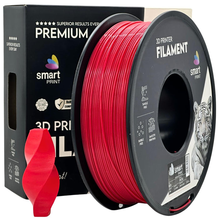 PETG red (raudonas) 1,75 mm, 1 kg – Smart Print