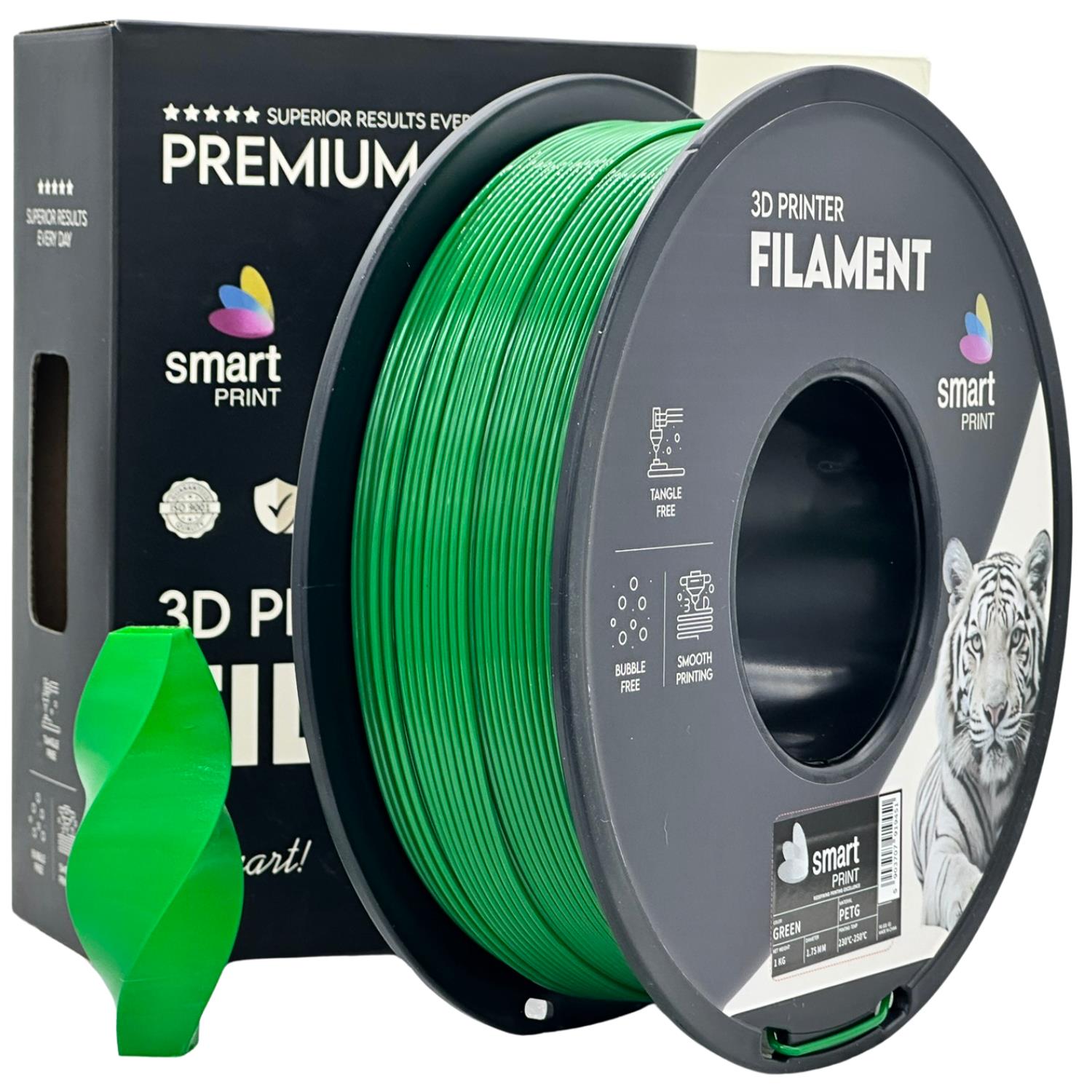 PETG green (žalias) 1,75 mm, 1 kg – Smart Print