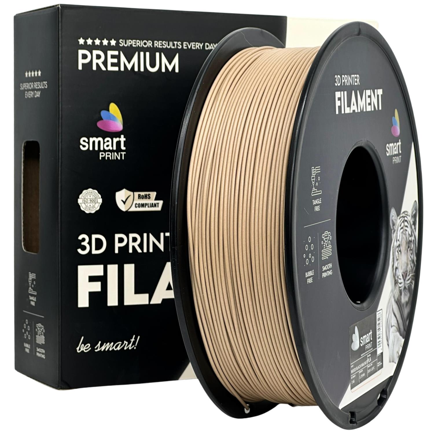 PLA Wood Black Walnut (juodasis riešutas) 2,85 mm, 1 kg – Smart Print