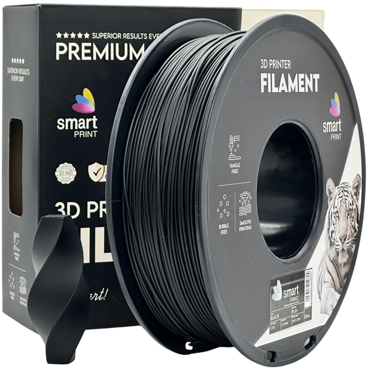PLA+ black (black) 1.75 mm, 1 kg – Smart Print