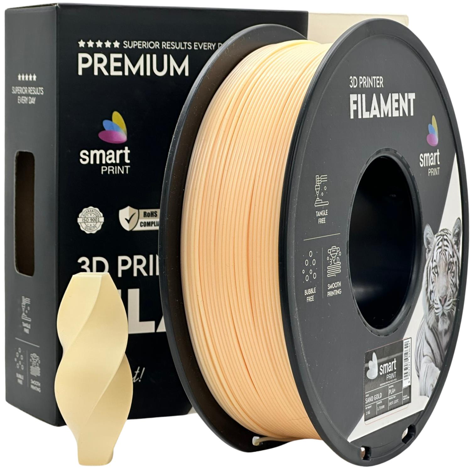 PLA+ Sand Gold (smėlio aukso) 1,75 mm, 1 kg – Smart Print